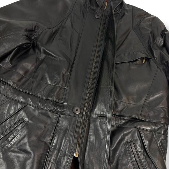 1980's Designer Men's black lamb leather jacket by COLLEZIONESA MAPPE MONDE - Picture 15 of 16